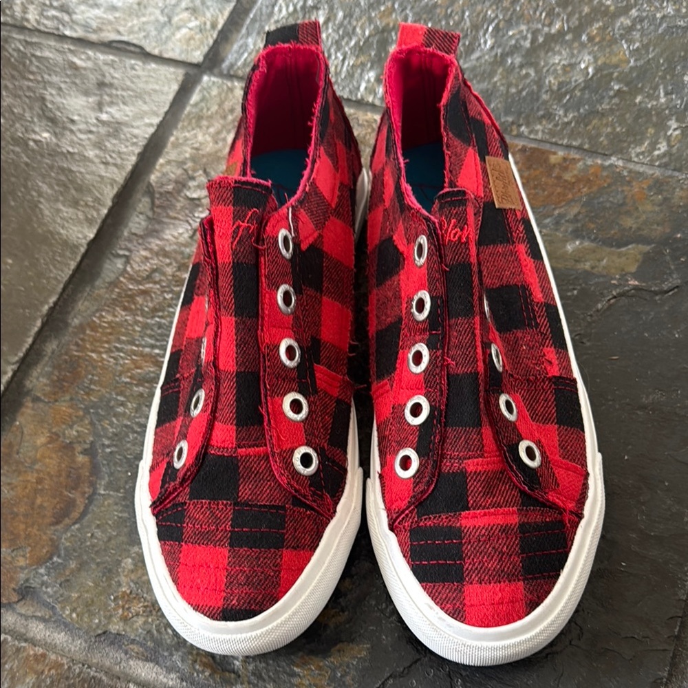 Blowfish Red and Black Plaid Sneakers Casual